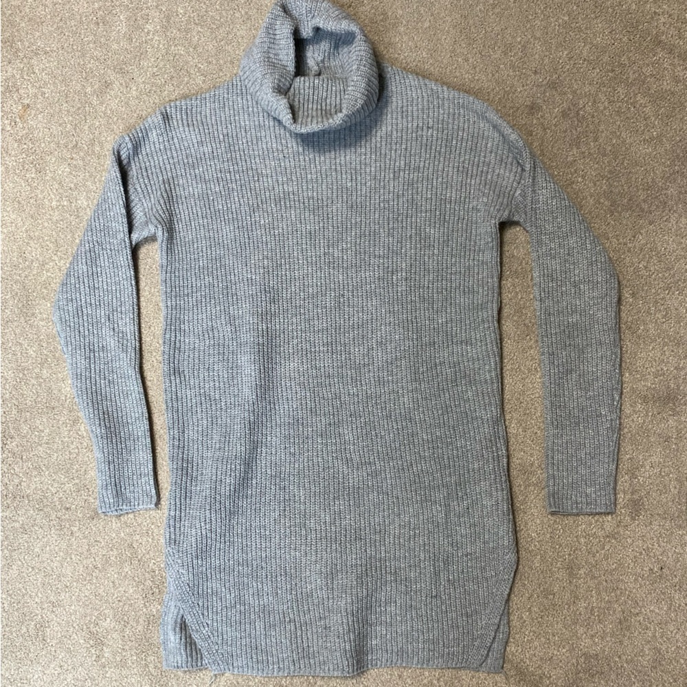 Oscar St Wool Blend Grey Turtleneck Sweater Dress/Tunic Size L